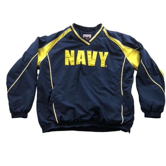 Navy Men's Rugby Windbreaker Jacket Size XL Navy Athletic Pullover - Picture 1 of 13